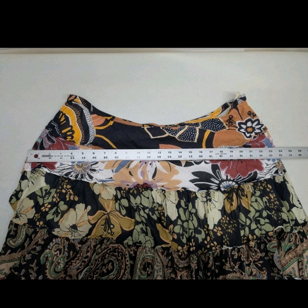 Derek Heart Tiered Patchwork Skirt L Boho Festival Fairy Whimsical #7 - Picture 6 of 9
